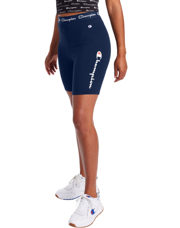 Champion Korte Broek Dames - Donkerblauw - Authentic Bike Script Logo 7 ( 246379-HBO )